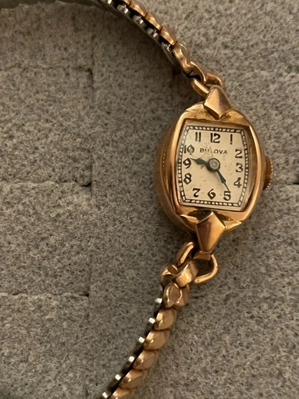 Vintage Rose Gold Watch Bulova 1930s ? Deco 14k Gold Filled C455559 Not Working